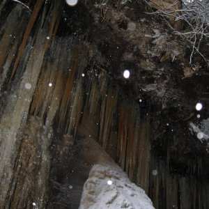 Icicles under an overhang