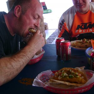 Dave enjoying fish tacos in sorpion bay