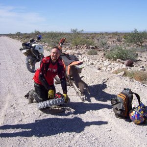 Greg fixing tire #1