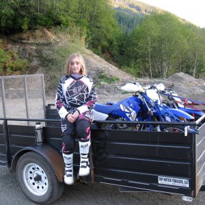 Emily out learning to ride her TTR-110