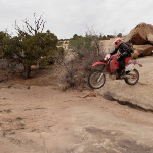 Leedam jumping on slickrock