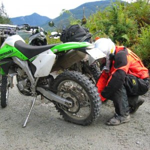 Flat TIre on the KLX