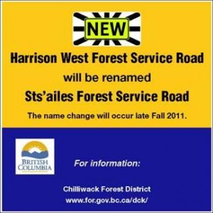 West Harrison Change Name To Sts'ailes FSR