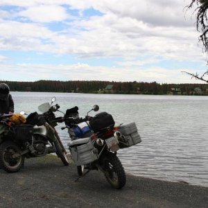 checking maps at Big Bar Lake