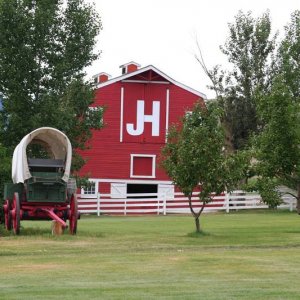 barn and chuck wagon at the ranch