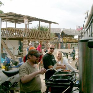 Coffee and omelets at the bus in San Filipe