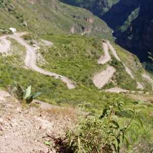 Stat of 28 switchbacks dropping 7,000 ft in 12 km
