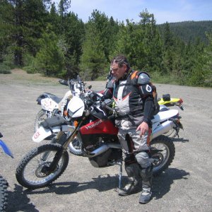 Friday pre-ride - Ian consulting the GPS