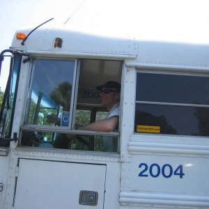Guy driving the bus somewhere in California